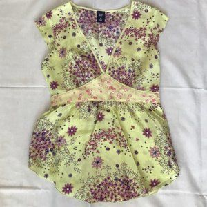 Gap Silk Sleeveless Floral Print Top - Chartreuse